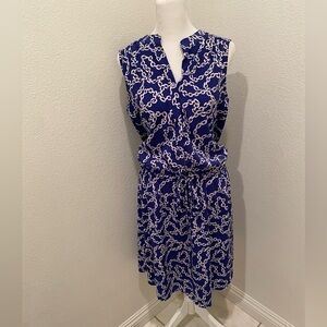 Liz Claiborne Blue Chain Print Sleeveless Dress Size 10
